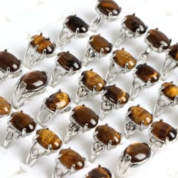 10Pcs/Lot Fashion Bohemian Natural Stone Rings Jewelry Men's Women's Rings Daily Party Jewelry Randomly Shipped