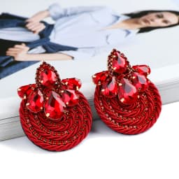 Fashion Ethnic Style Cotton Cord Weave Round Ear Accessories Vintage Sparkly Crystal Dangle Earrings For Women Luxury Jewelry