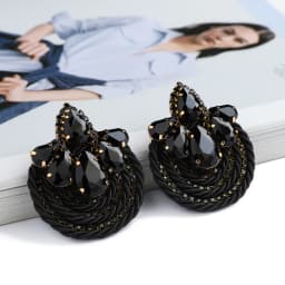 Fashion Ethnic Style Cotton Cord Weave Round Ear Accessories Vintage Sparkly Crystal Dangle Earrings For Women Luxury Jewelry