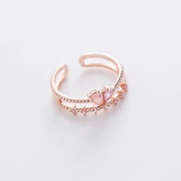 Korean New Exquisite Crystal Temperament Ring Sweet French Elegant Flower Opening Ring Female Jewelry