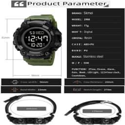 Skmei Luxury Fashion Sports Watches Men Waterproof Stopwatch Dual Time Digital Wristwatch Big Dial Clock Reloj Hombre