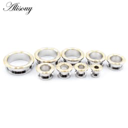 Alisouy 2PCS 6-25mm Stainless Steel Unscrew Round Ear Plugs Tunnels Expander Stretchers Gauges Earrings Piercing Body Jewelry