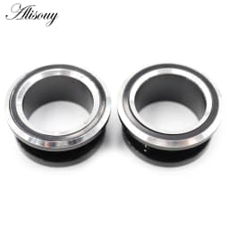 Alisouy 2PCS 6-25mm Stainless Steel Unscrew Round Ear Plugs Tunnels Expander Stretchers Gauges Earrings Piercing Body Jewelry