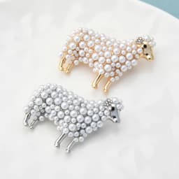 Wuli&baby 2-color Pearl Sheep Brooches For Women Unisex Lovely Animal Party Casual Brooch Pins Gifts