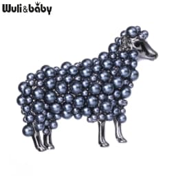 Wuli&baby 2-color Pearl Sheep Brooches For Women Unisex Lovely Animal Party Casual Brooch Pins Gifts