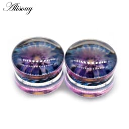 Alisouy 2pcs Wolf Fish Flower Feather Transparent Acrylic Ear Plugs Expanders Tunnels Strechers Earring Piercing Body Jewelry