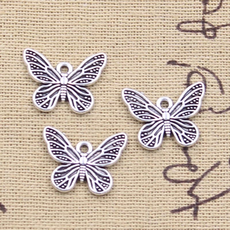 20pcs Charms Lovely Butterfly 14x18mm Antique Bronze Silver Color Pendants Making DIY Handmade Tibetan Finding Jewelry