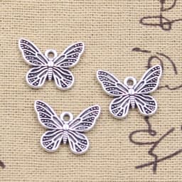 20pcs Charms Lovely Butterfly 14x18mm Antique Bronze Silver Color Pendants Making DIY Handmade Tibetan Finding Jewelry