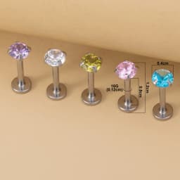 5PCS Star Heart Round Zircon Monroe Lip Rings Stud Women Surgical Steel Helix Tragus Earring Labret Studs Piercing Jewelry 16G