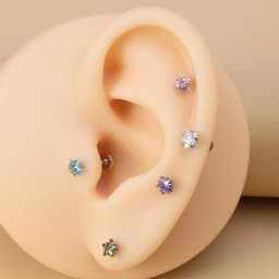 5PCS Star Heart Round Zircon Monroe Lip Rings Stud Women Surgical Steel Helix Tragus Earring Labret Studs Piercing Jewelry 16G