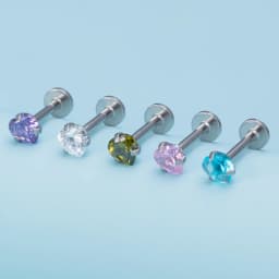 5PCS Star Heart Round Zircon Monroe Lip Rings Stud Women Surgical Steel Helix Tragus Earring Labret Studs Piercing Jewelry 16G