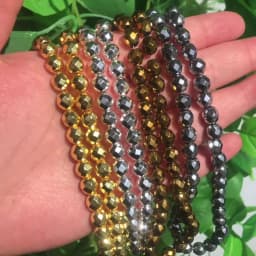 2/3/4/6/8/10mm Natural Faceted Hematite Beads Gold Silver Plated Round Loose Beads For Jewelry Making Diy Bracelet Accessories