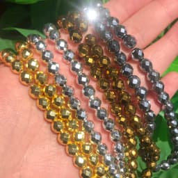 2/3/4/6/8/10mm Natural Faceted Hematite Beads Gold Silver Plated Round Loose Beads For Jewelry Making Diy Bracelet Accessories