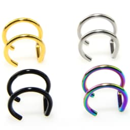 2PCS Punk Fake Peircings Stainless Steel Clip on Earrings Lip Ring Non Piercing Mouth Rings Body Jewelry For Women
