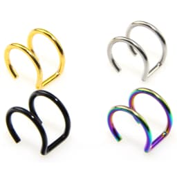 2PCS Punk Fake Peircings Stainless Steel Clip on Earrings Lip Ring Non Piercing Mouth Rings Body Jewelry For Women