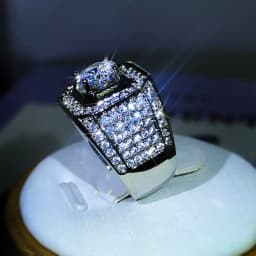 Luxury 925 Sterling Silver Men Couple AAA Crystal Zircon Stone Wedding Ring Brilliant Noble Engagement Engage Party Rings with 9