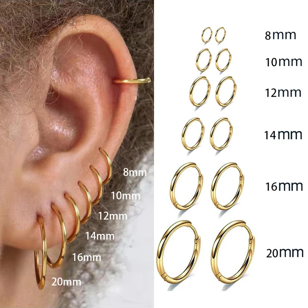 1 Pair 316L Stainless Steel Small Gold Silver Color Hoop Earrings for Women Tragus Cartilage Ear Bone Piercing Jewelry Gifts