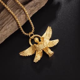 Classic Angel Pendant Necklace Handmade Seraph Prayer Pendant Long Chain Necklace Men Women Jewelry Anniversary Gift