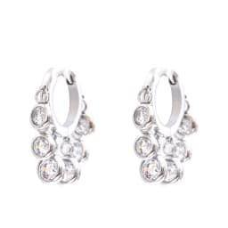 Yhpup Stainless Steel Colorful Cubic Zirconia Hoop Earrings for Women Exquisite Fashion Metal Texture Geometric Earrings Gift