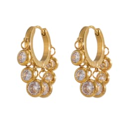 Yhpup Stainless Steel Colorful Cubic Zirconia Hoop Earrings for Women Exquisite Fashion Metal Texture Geometric Earrings Gift