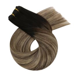 Moresoo Human Hair Bundles Wefts Sew in Blonde Black Ombre 100G/Set Remy Brazilian Straight Hair Bundles Invisible Extensions