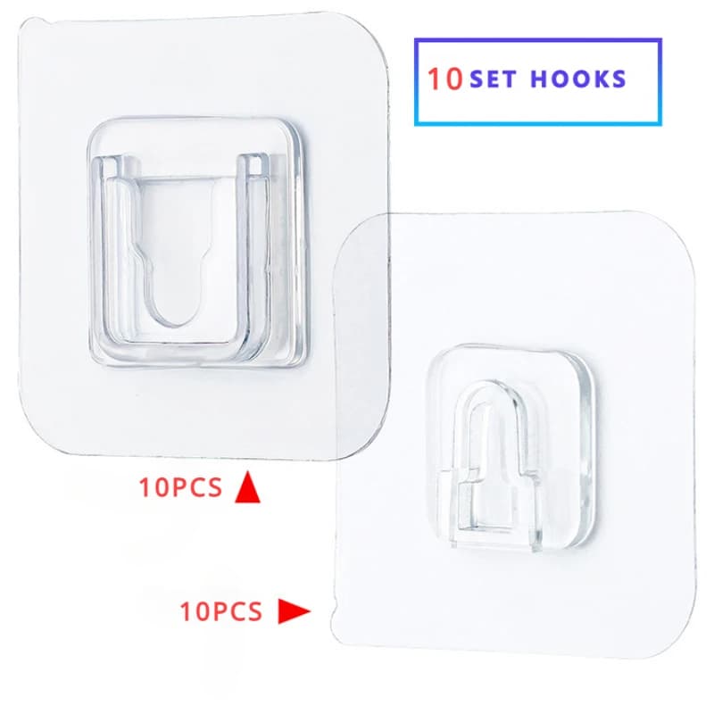 Double-Sided Adhesive Wall Hooks Hanger Strong Transparent Hooks Suction Cup Sucker Wall Storage Holder For Kitchen Bathroom