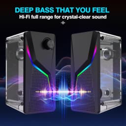 Computer Gaming Speakers PC Sound Box HIFI Stereo Microphone USB Wired With LED RGB Lighting Strong Bass 2.0 Loudspeaker