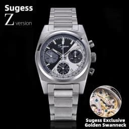 Sugess Chronograph Master Mens Watch 37mm ST1902 Swanneck Movement Mechanical Wristwatch Sapphire Crystal Waterproof S419-2 New