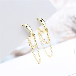 Silver Color Punk Style Double Layer Chain Hoop Earring For Women Gold Color Ear Jewelry 2022 New Earrings