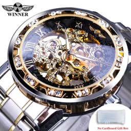 Winner Transparent Fashion Diamond Luminous Gear Movement Royal Design Men Top Brand Luxury Male Mechanical Skeleton Wrist Watch