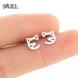 New Small Stainless Steel Earrings for Women Girls Black Animal Dog Paw Earrings Bee Cat Snake Hedgehog Piercing Jewelry Gifts