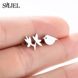 New Small Stainless Steel Earrings for Women Girls Black Animal Dog Paw Earrings Bee Cat Snake Hedgehog Piercing Jewelry Gifts