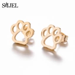 New Small Stainless Steel Earrings for Women Girls Black Animal Dog Paw Earrings Bee Cat Snake Hedgehog Piercing Jewelry Gifts