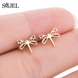 New Small Stainless Steel Earrings for Women Girls Black Animal Dog Paw Earrings Bee Cat Snake Hedgehog Piercing Jewelry Gifts