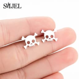 New Small Stainless Steel Earrings for Women Girls Black Animal Dog Paw Earrings Bee Cat Snake Hedgehog Piercing Jewelry Gifts