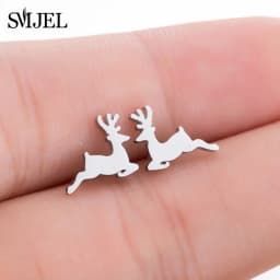 New Small Stainless Steel Earrings for Women Girls Black Animal Dog Paw Earrings Bee Cat Snake Hedgehog Piercing Jewelry Gifts