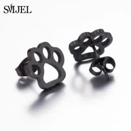 New Small Stainless Steel Earrings for Women Girls Black Animal Dog Paw Earrings Bee Cat Snake Hedgehog Piercing Jewelry Gifts