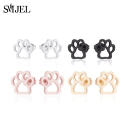 New Small Stainless Steel Earrings for Women Girls Black Animal Dog Paw Earrings Bee Cat Snake Hedgehog Piercing Jewelry Gifts