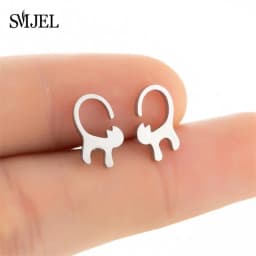 New Small Stainless Steel Earrings for Women Girls Black Animal Dog Paw Earrings Bee Cat Snake Hedgehog Piercing Jewelry Gifts