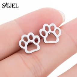 New Small Stainless Steel Earrings for Women Girls Black Animal Dog Paw Earrings Bee Cat Snake Hedgehog Piercing Jewelry Gifts