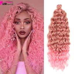 18-24 Inch Ocean Wave Crochet Braid Hair Hawaii Afro Curls Natural Synthetic Braiding Hair Extensions Pink 613 Hair Expo City