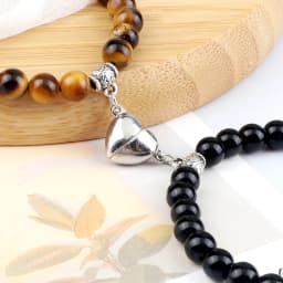 Hot Couple Distance Bracelets 2pcs/set Natural Stone Beads Braided Bracelet Lovers Heart Magnet Adjustable Bangle Friend Jewelry