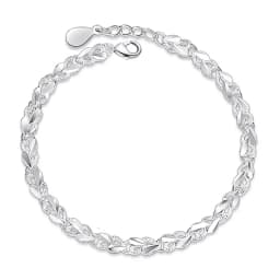 925 Sterling Silver Heart Charm Bracelet &Bangle Handmade Party Wedding Jewelry For Women Girls sl175