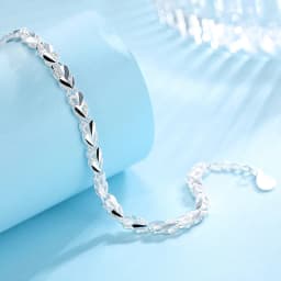 925 Sterling Silver Heart Charm Bracelet &Bangle Handmade Party Wedding Jewelry For Women Girls sl175