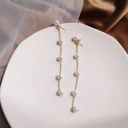 Trend Simulation Pearl Long Earrings Female Moon Star Flower Rhinestone Wedding Pendant Fashion Korean Jewelry Wholesale