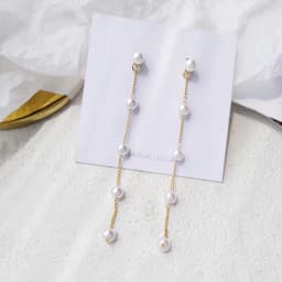 Trend Simulation Pearl Long Earrings Female Moon Star Flower Rhinestone Wedding Pendant Fashion Korean Jewelry Wholesale
