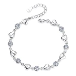 Luxury S925 Sterling Silver Love Bracelet Purple Blue Zircon Crystal for Women Party Engagement Jewelry Gift