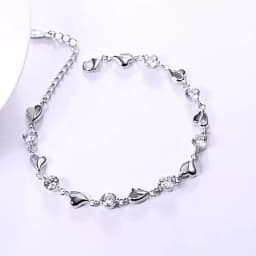 Luxury S925 Sterling Silver Love Bracelet Purple Blue Zircon Crystal for Women Party Engagement Jewelry Gift