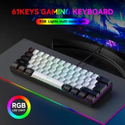 Portable Wired Mini Game Keyboard Mini Keyboard Wired 61 Keys Phantom RGB,Black White Red Red/Blue Switch For Game And Office