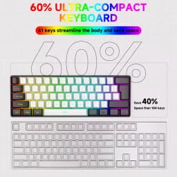 Portable Wired Mini Game Keyboard Mini Keyboard Wired 61 Keys Phantom RGB,Black White Red Red/Blue Switch For Game And Office
